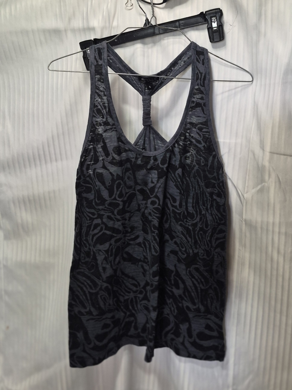 Nollie Size Small Charcoal Black Patterned Racerback Tank